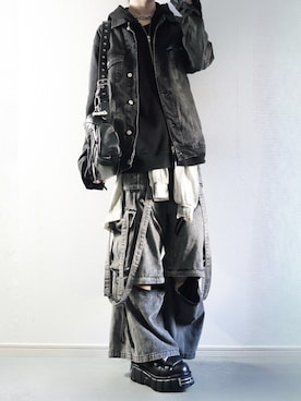 「アイテム（デニムジャケット）」を使った、らいさん（メンズ・170cm）の冬コーディネート