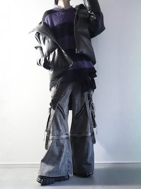 「アイテム（カーゴパンツ）」を使った、らいさん（メンズ・170cm）の冬コーディネート