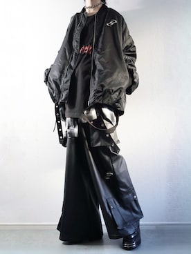 「アイテム（MA-1）」を使った、らいさん（メンズ・170cm）の冬コーディネート