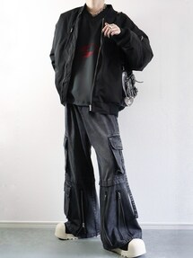 LILL（リル）の「【12oz】ワイドストレートメタルZIPアシンメトリー 