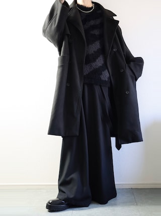 cussil/クシル ヘビーメルトン ルーズスリーブトレンチコート/ロングコート cussil/クシル】ウールライク ヘビーメルトン ルーズスリーブ