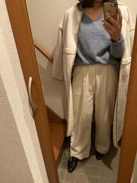 「rectangle（レクタングル）のアイテム（ムートンコート）」を使った、PPPさん（レディース・161cm）の冬コーディネート