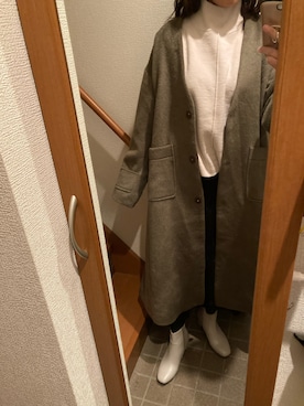 「白ニット」｜「アイテム（トレンチコート）」を使った、PPPさん（レディース・161cm）の冬コーディネート