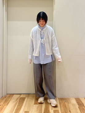 「Samansa Mos2（サマンサ モスモス）の透かしニットカーディガン（カーディガン/ボレロ）」を使った、まっちゃんさん（レディース・166cm）の冬コーディネート