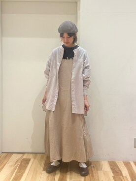 「Samansa Mos2（サマンサ モスモス）のロゴ刺繍Tシャツ（Tシャツ/カットソー）」を使った、まっちゃんさん（レディース・166cm）の春コーディネート