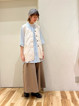 「ロングベスト」｜「アイテム（その他アウター）」を使った、まっちゃんさん（レディース・166cm）の春コーディネート