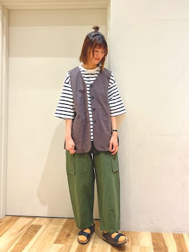 「ロングベスト」｜「アイテム（その他アウター）」を使った、まっちゃんさん（レディース・166cm）の春コーディネート