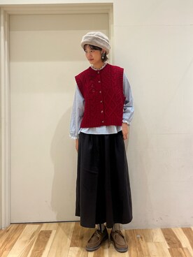 「Samansa Mos2（サマンサ モスモス）の襟刺繍シャーリング前後2WAYブラウス（シャツ/ブラウス）」を使った、まっちゃんさん（レディース・166cm）の秋コーディネート