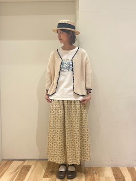 「Samansa Mos2（サマンサ モスモス）のレトロ壁紙風柄スカート（スカート）」を使った、まっちゃんさん（レディース・166cm）の春コーディネート