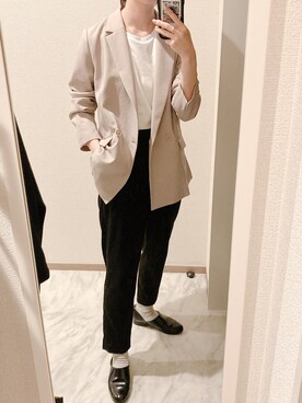 「NATURAL BEAUTY BASIC（ナチュラルビューティーベーシック）のアイテム（テーラードジャケット）」を使った、苔さん（レディース・156cm）の秋コーディネート