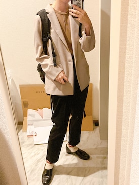 「NATURAL BEAUTY BASIC（ナチュラルビューティーベーシック）のアイテム（テーラードジャケット）」を使った、苔さん（レディース・156cm）の秋コーディネート