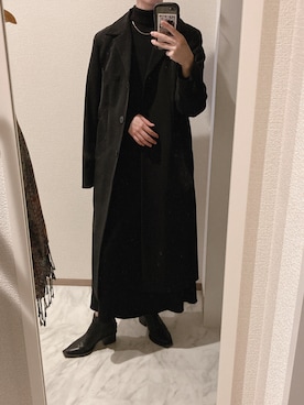 「UNIQLO（ユニクロ）の3Dエクストラファインメリノリブワンピース（長袖・レギュラー丈・103～113.5cm）（ワンピース）」を使った、苔さん（レディース・156cm）の秋コーディネート