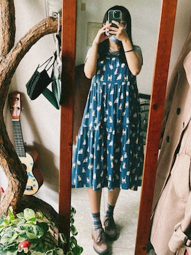 「blue」｜「アイテム（ワンピース/ドレス）」を使った、灯(о´∀`о)さん（レディース・151cm）の冬コーディネート
