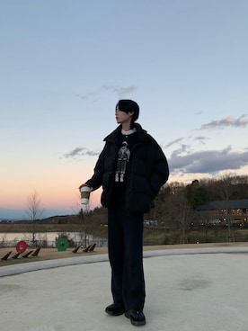 「no brand（ノーブランド）のアイテム（ダウンジャケット/コート）」を使った、翔貴さん（メンズ・174cm）の冬コーディネート