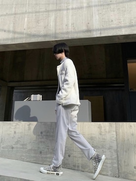 「no brand（ノーブランド）のアイテム（ノーカラージャケット）」を使った、翔貴さん（メンズ・174cm）の秋コーディネート