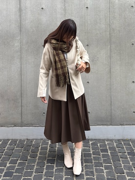 「アイテム（ノーカラーコート）」を使った、pi8819さん（レディース・159cm）の冬コーディネート