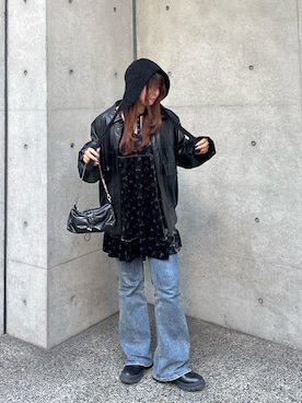 「アイテム（ニットキャップ/ビーニー）」を使った、pi8819さん（レディース・159cm）の秋コーディネート