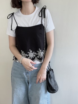 「アイテム（リング）」を使った、ERIKAさん（レディース・158cm）の夏コーディネート