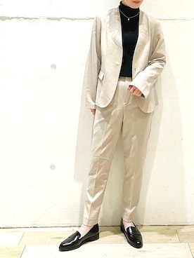 「LEPSIM（レプシィム）のアイテム（ノーカラージャケット）」を使った、maiさん（レディース・153cm）の冬コーディネート
