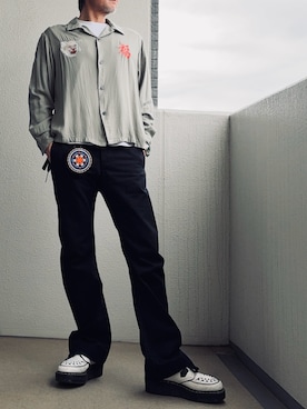 「HOUSTON（ヒューストン）のアイテム」を使った、べべさん（メンズ・174cm）の春コーディネート