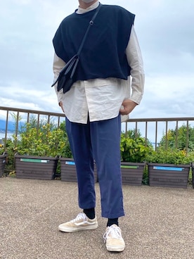 「CLANE（クラネ）のアイテム（ショルダーバッグ）」を使った、低身長の希望になるさん（メンズ・164cm）の秋コーディネート