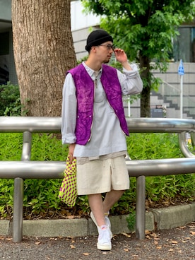 「LASTFRAME（ラストフレーム）のアイテム」を使った、中野内孝哉【吾亦紅】さん（メンズ・165cm）の夏コーディネート