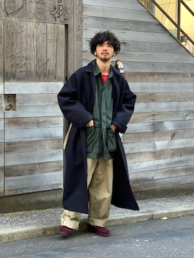 「SUNSEA（サンシー）のアイテム（ジャケット/アウター）」を使った、中野内孝哉【吾亦紅】さん（メンズ・165cm）の冬コーディネート