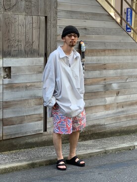 「CLAMP（クランプ）のアイテム」を使った、中野内孝哉【吾亦紅】さん（メンズ・165cm）の夏コーディネート