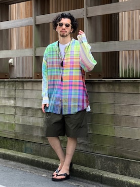 「SHINYAKOZUKA（シンヤコヅカ）のアイテム（パンツ）」を使った、中野内孝哉【吾亦紅】さん（メンズ・165cm）の夏コーディネート