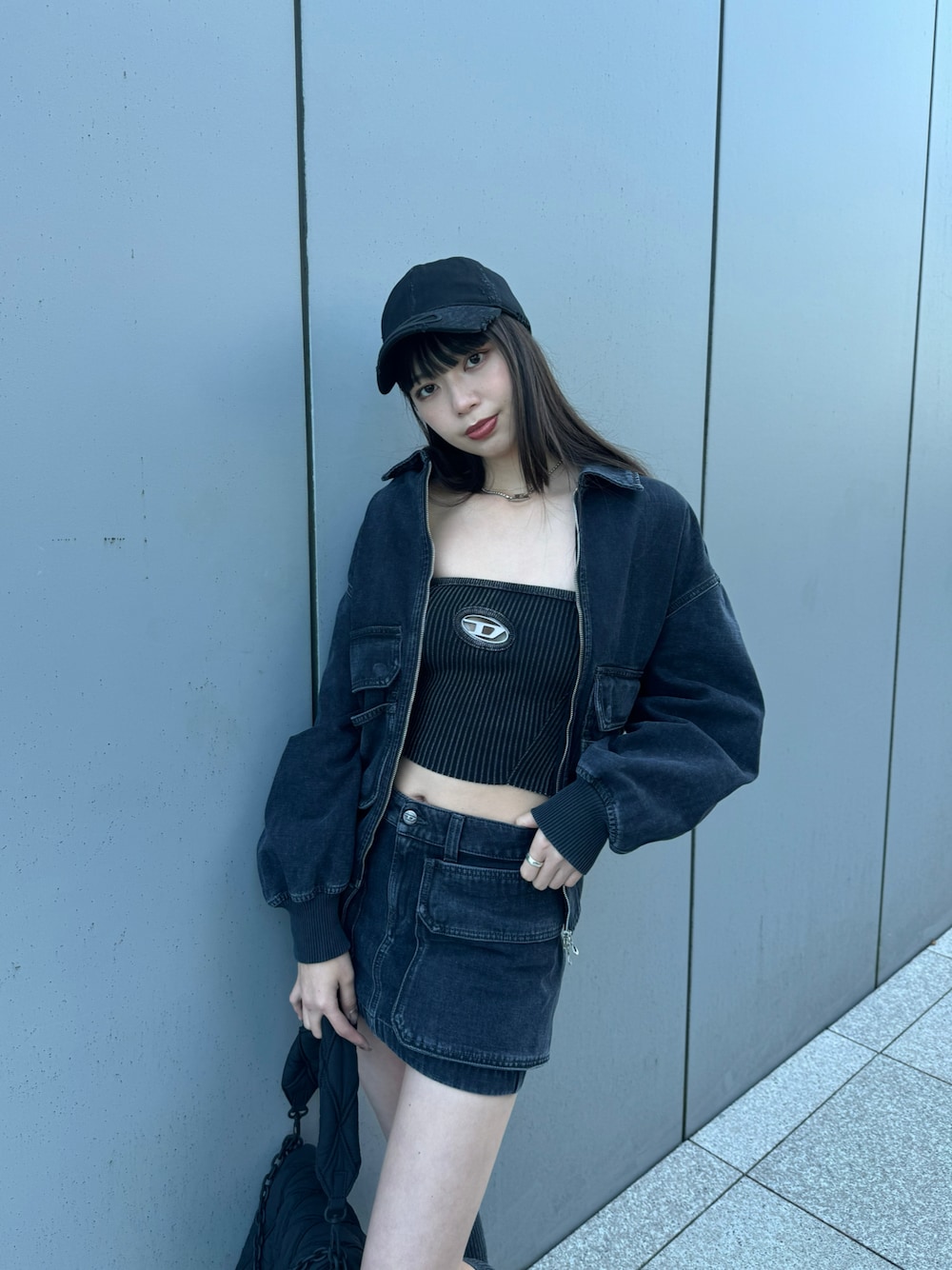 DIESEL ベアトップ インディゴカラー DIESEL（ディーゼル）の「レディース 半袖 トップス インディゴ リブ