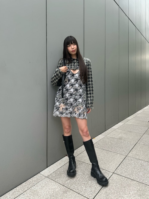 定価19万超✨トーマスワイルド ロングブーツ チェーン レザー 7 セール】ワイドシャフトミドルヒールロングブーツ（ブーツ