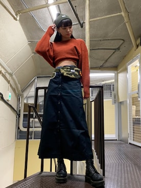 「DIESEL」｜「アイテム（ニットキャップ/ビーニー）」を使った、RINONNOさん（レディース・168cm）の秋コーディネート