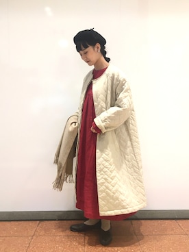 「TSUHARU by Samansa Mos2（ツハルバイサマンサモスモス）のアイテム（ノーカラーコート）」を使った、コタニさん（レディース・158cm）の秋コーディネート