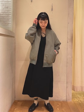 「黒髪」｜「アイテム（ブルゾン）」を使った、コタニさん（レディース・158cm）の秋コーディネート