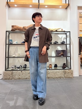 「URBAN RESEARCH DOORS（アーバンリサーチドアーズ）のFORK&SPOON　コットンナイロンシャツジャケット（シャツ/ブラウス、ブラウン系）」を使った、kengoさん（メンズ・170cm）の夏コーディネート