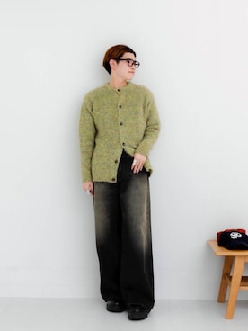 「クルーネックカーディガン」｜kengoさん（メンズ・169cm）の冬コーディネート