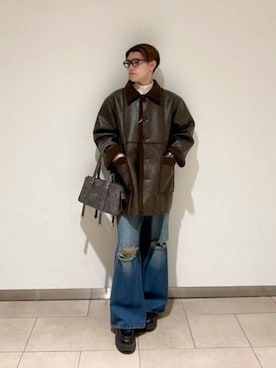 「SENSE OF PLACE by URBAN RESEARCH（センスオブプレイスバイアーバンリサーチ）のFLスクエアボストンバッグ（ボストンバッグ）」を使った、kengoさん（メンズ・169cm）の冬コーディネート