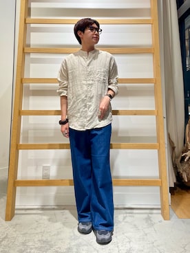 「URBAN RESEARCH DOORS(アーバンリサーチドアーズ)のシルケットリネン バンドカラーロングスリーブシャツ(シャツ/ブラウス、ホワイト系)」を使った、kengoさん(メンズ・170cm)の春コーディネート