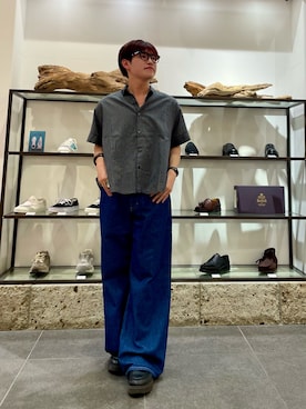 「URBAN RESEARCH DOORS(アーバンリサーチドアーズ)のFORK&SPOON ワイド5分袖シャツ(シャツ/ブラウス、ブルー系)」を使った、kengoさん(メンズ・170cm)の夏コーディネート