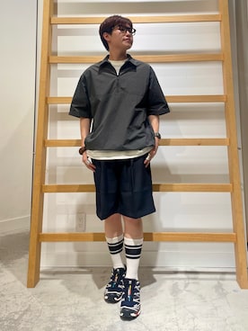 「URBAN RESEARCH DOORS(アーバンリサーチドアーズ)のフルダルナイロンハーフジップアクティブプルオーバー(シャツ/ブラウス、グレー系)」を使った、kengoさん(メンズ・170cm)の春コーディネート