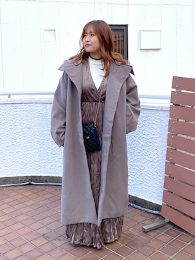 「キャミワンピ」｜「アイテム（チェスターコート）」を使った、sayakaさん（レディース・150cm）の冬コーディネート