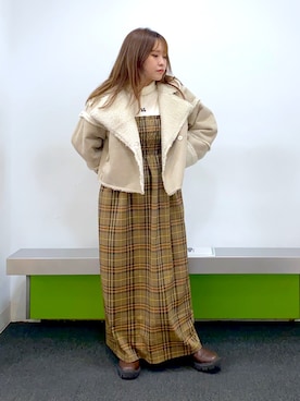 「アイボリー」｜「アイテム（ムートンコート）」を使った、sayakaさん（レディース・150cm）の秋コーディネート