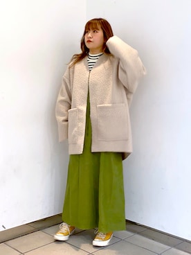 「w closet（ダブルクローゼット）のアイテム（ノーカラージャケット）」を使った、sayakaさん（レディース・150cm）の冬コーディネート