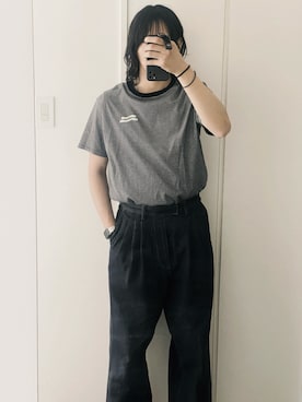 「ADAM ET ROPE'（アダムエロペ）のデニム 3タック ワイド スラックス/サステナブル（デニムパンツ、ブルー系）」を使った、kooさん（メンズ・173cm）の春コーディネート