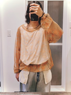 「South2 West8（サウスツーウェストエイト）のアイテム（その他トップス、オレンジ系）」を使った、kooさん（メンズ・173cm）の春コーディネート