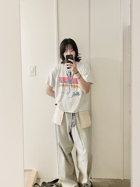 「INSCRIRE（アンスクリア）のINSCRIRE | インサイドアウトデニム MEN（デニムパンツ、ブルー系）」を使った、kooさん（メンズ・173cm）の夏コーディネート