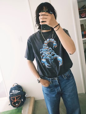 「THE SHINZONE（ザ　シンゾーン）のTHE SHINZONE | MARILYN DENIM BLUE WOMEN（デニムパンツ、ブルー系）」を使った、kooさん（メンズ・173cm）の春コーディネート