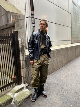「つなぎ」｜「アイテム（ブルゾン）」を使った、ダイキさん（メンズ・176cm）の夏コーディネート