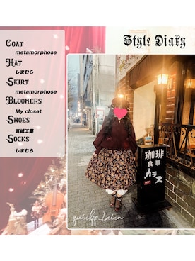 「アイテム（ハンチング/ベレー帽）」を使った、ピーピーエイドさん（レディース・169cm）の冬コーディネート