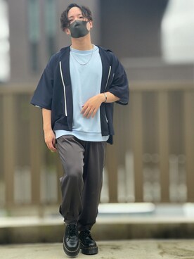 「DOOPZ（ドープス）のカフスイージーパンツ(セットアップ可)（その他パンツ）」を使った、小倉祐樹さん（メンズ・165cm）の夏コーディネート